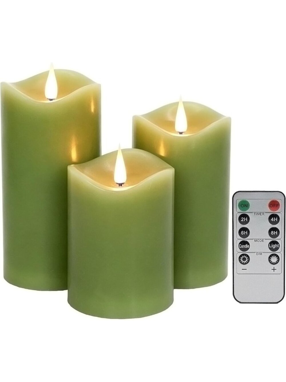 Realistic Flameless Candles Set of 3 with Remote Timer - Battery Operated LED